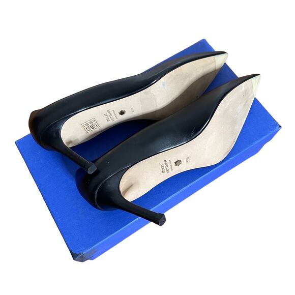 Stuart Weitzman Anny Black Stiletto Pump Leather Black New Size 9.5 - Picture 4 of 6